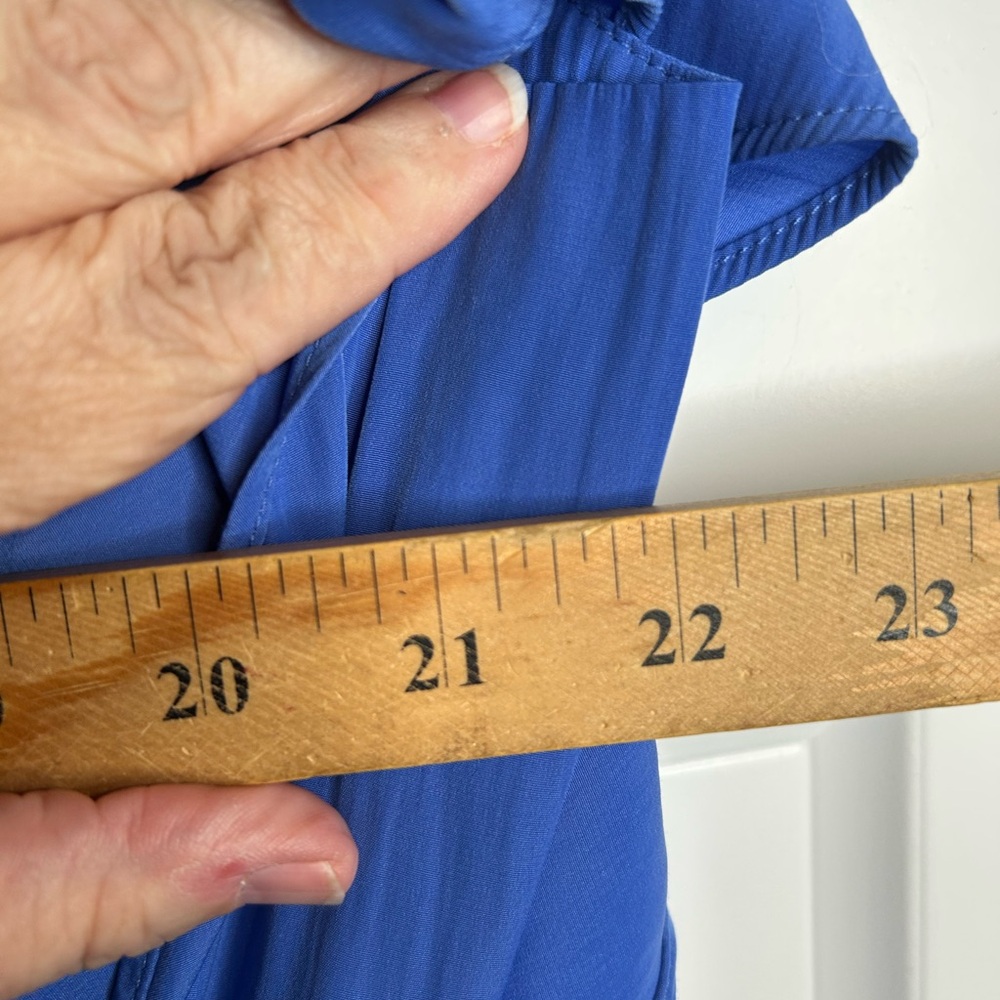 Chico’s Women’s Size 3/XL Short Sleeve Midi Dress V Neck Defined Waist Blue 6491 - Picture 10 of 10